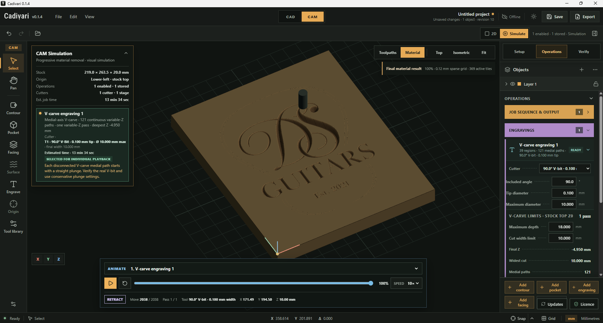 Carving result preview in Cadivari